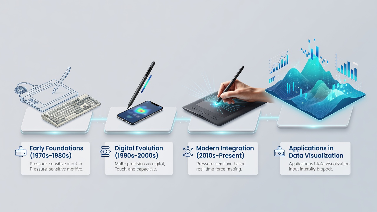 Stylus applying variable pressure to adjust detail levels in an interactive data visualization dashboard